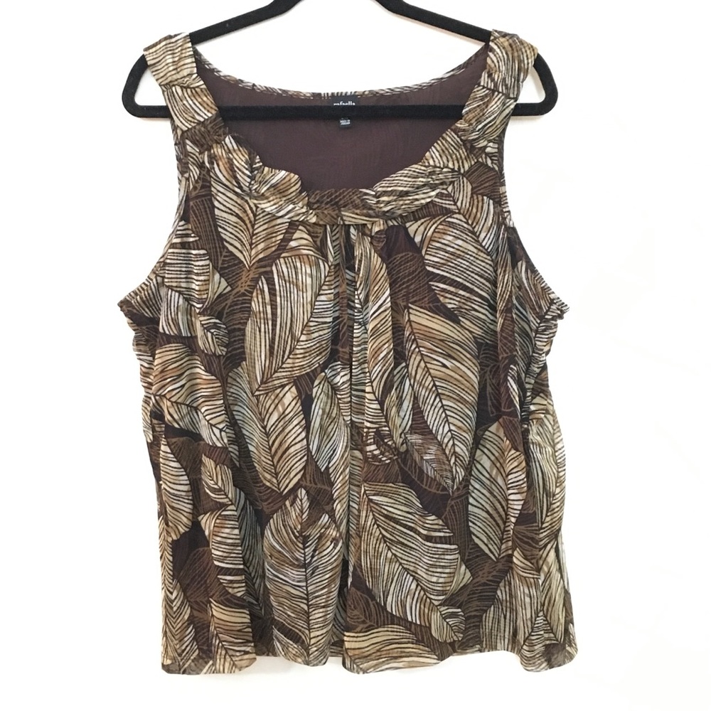 Rafaella Woman Brown Leaf Patterned Flowing Shirt